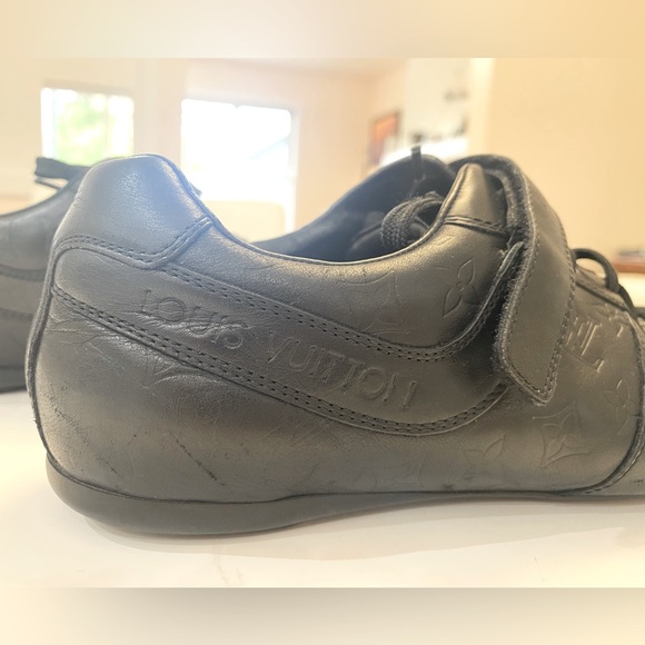 Louis Vuitton Globe Trotter Embossed Leather Sneakers Black - Picture 2 of 10